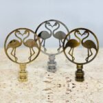 Kissing Flamingos Finial Brass Finishes