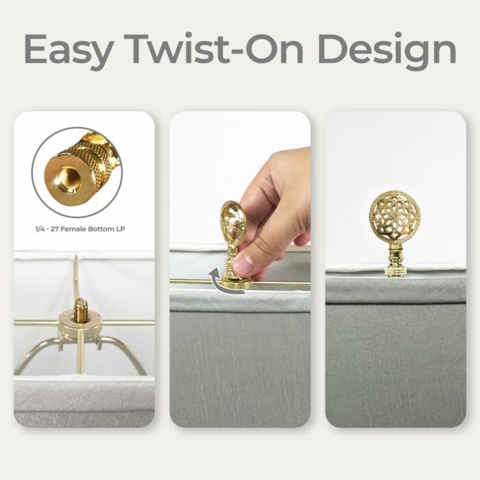 Decorative Lustering Lotus Lamp Finial for Lamp Shade 2 Inch Multiple Finishes - Image 8