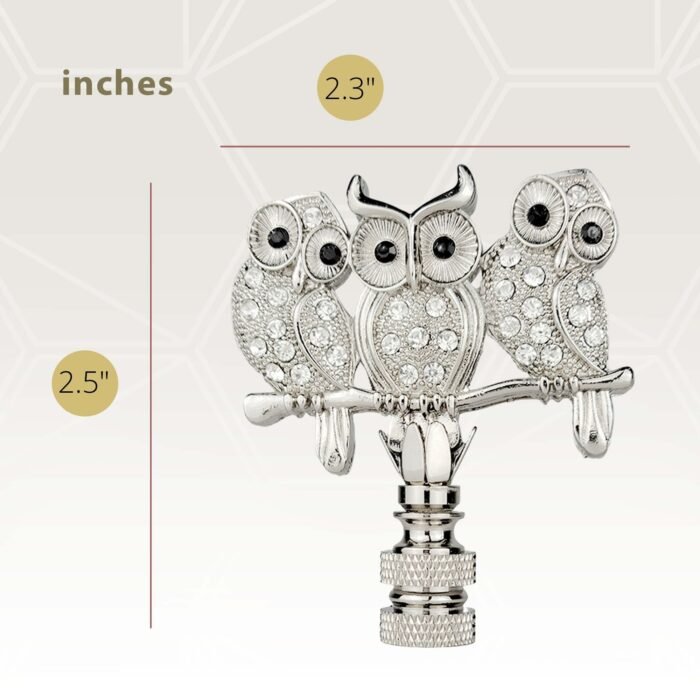 Royal Designs, Inc. Rhinestone Owl Trio Finial for Lamp Shade - Image 4