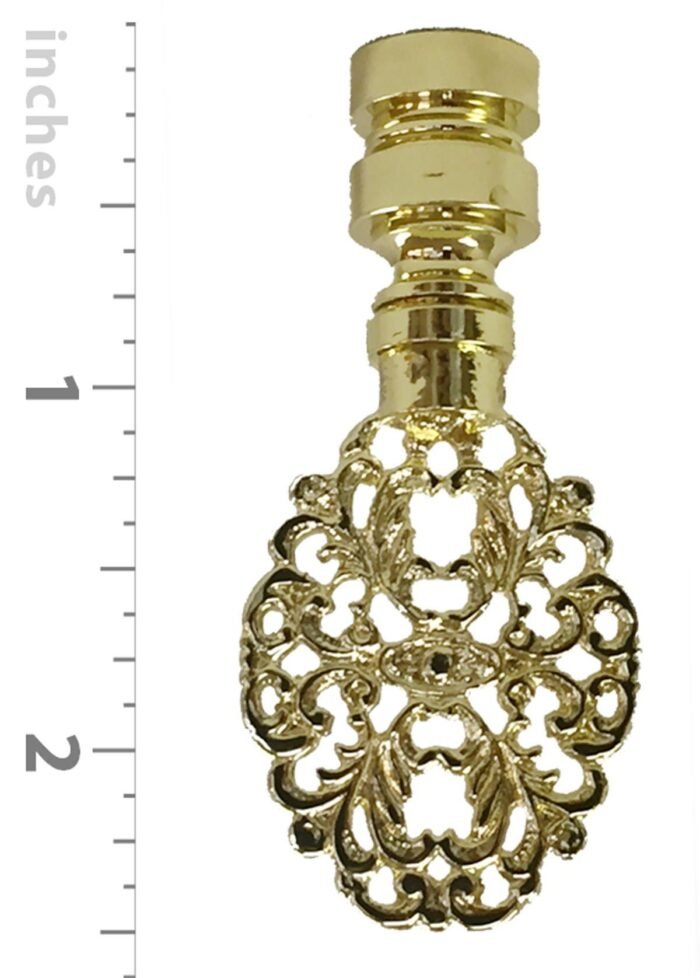 Ceiling Fan Pull Chain with Oval Filigree Finial - Polished Brass - Image 2