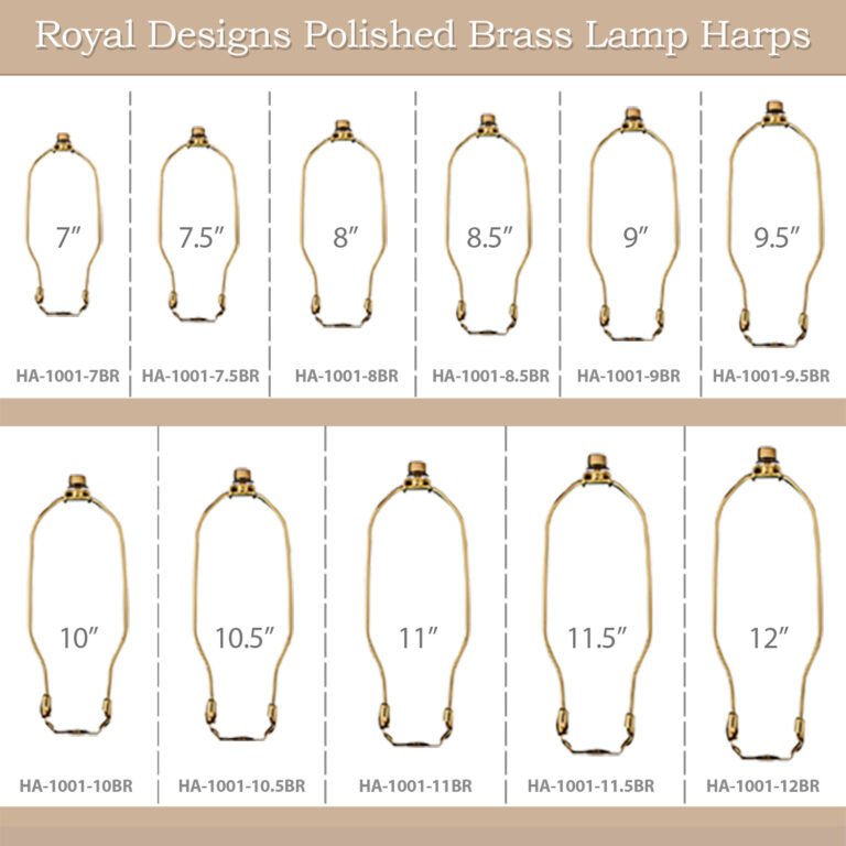 Heavy Duty Polished Brass Lamp Harps w/ Finial and Harp Holder Sets