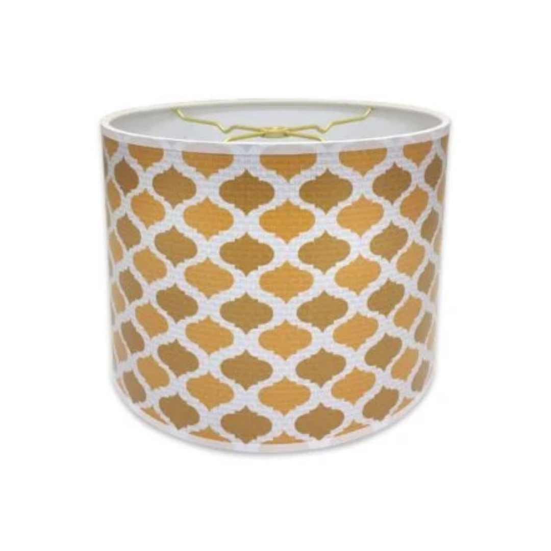 HBC-8028-10 Handmade Lamp Shade, Two-Tone Orange Moroccan Print, 10 x 10 x 8 - Image 1