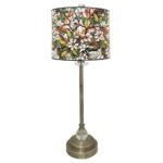 28" Crystal Table Lamp with Magnolia Stained Glass Design Hardback Lamp Shade