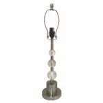 Brushed Nickel Lamp Base with Crystal Ball Accents, Matching Harp and Finial