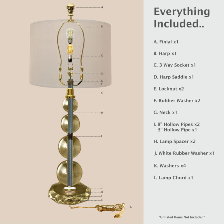 DIY Desk Lamp Kit 3Way Socket Various Harp Sizes and Finishes