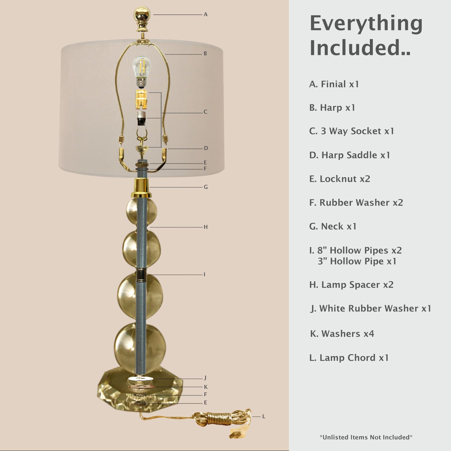 DIY Desk Lamp Kit 3Way Socket Various Harp Sizes and Finishes