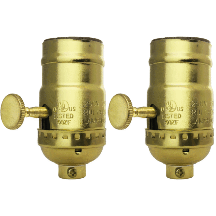 2 Pack 3 Way Lamp Socket Polished Brass