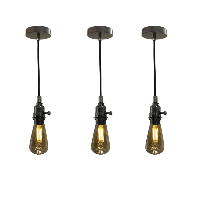 Hanging Pendant Lighting, Vintage-Style Keyless Uno Threaded Dimmable Pendant Light Socket and Canopy - Image 4