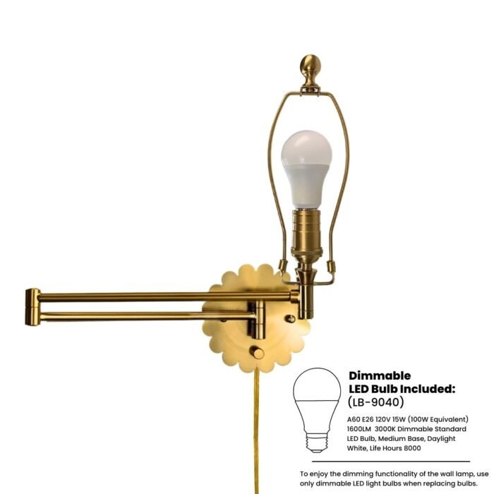 Set of 2 Scalloped Swing-Arm Dimmable Wall Lamp with Avilon Shade - Image 3