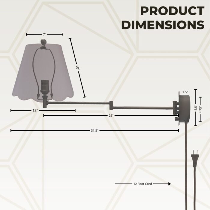 Set of 2 Scalloped Swing-Arm Dimmable Wall Lamp with Avilon Shade - Image 7