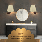 Set of 2 Scalloped Swing-Arm Dimmable Wall Lamp with Avilon Shade